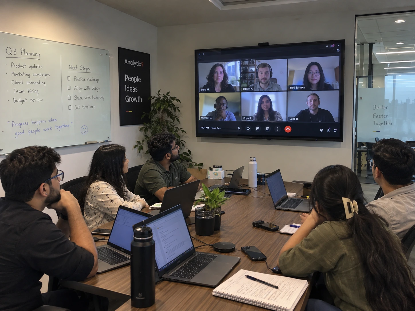 Analytix9 team participating in a virtual meeting